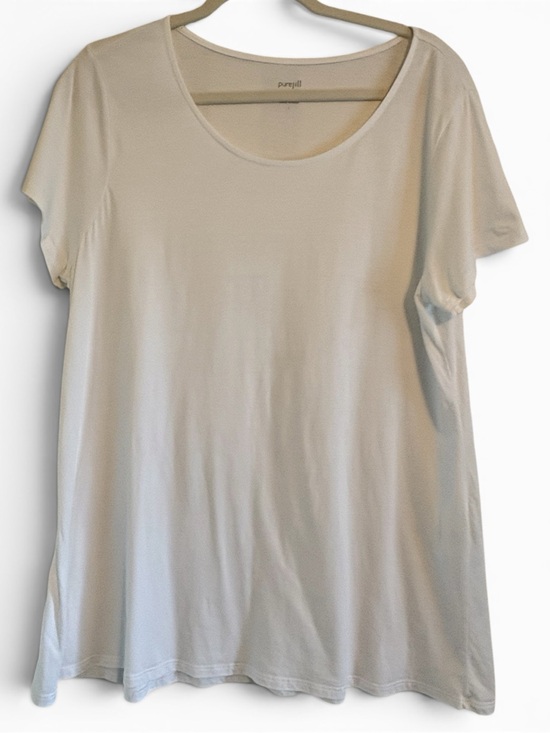 J. Jill Tops - J. Jill Pure Jill White Scoop Neck Elliptical Pima Cotton Tee | Size Large